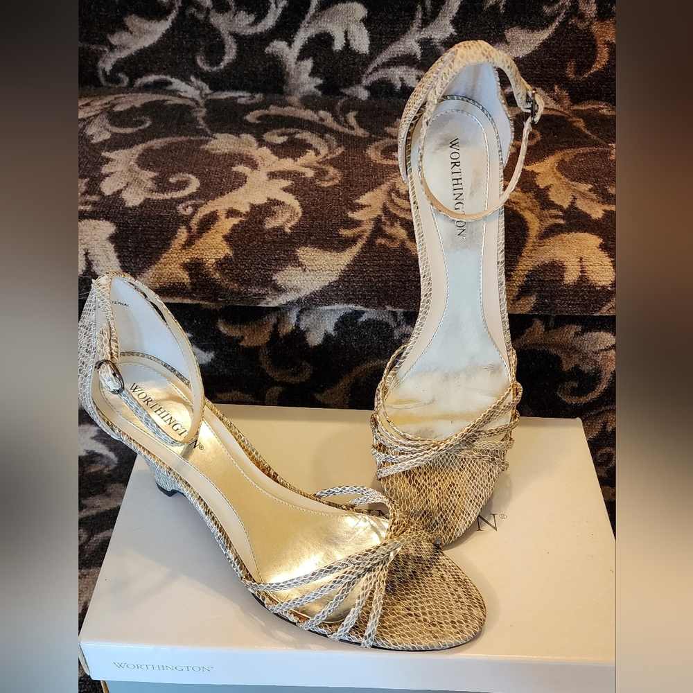 Snake Skin Ankle Strap Wedge Sandal